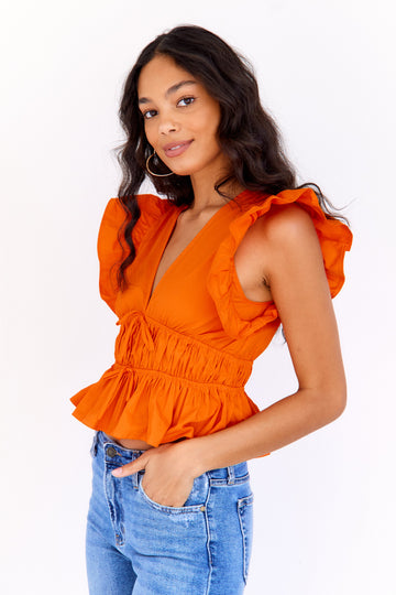 Lula Ruffle Sleeve Peplum Top