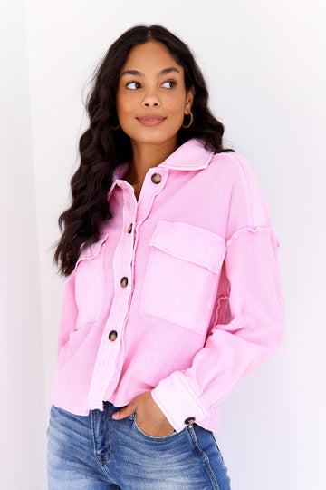 SALE - Justina Washed French Terry Cropped Jacket