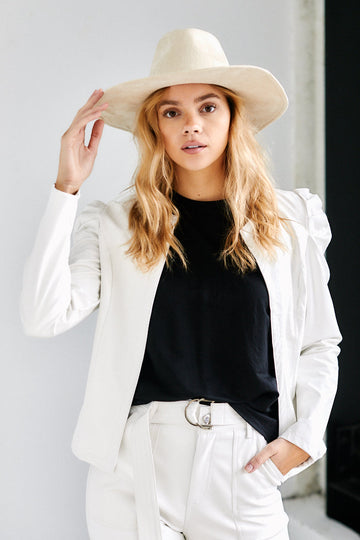 Antoinette Faux Leather Puff Sleeve Jacket
