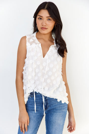 Landon Textured Polka Dot Top