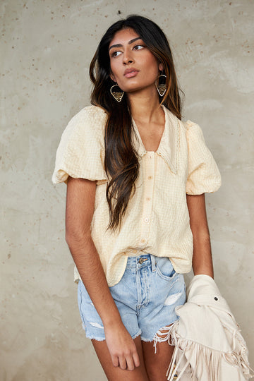 York Puff Sleeve Button Front Blouse