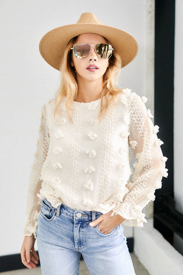 Reign Pom Pom Long Sleeve Top