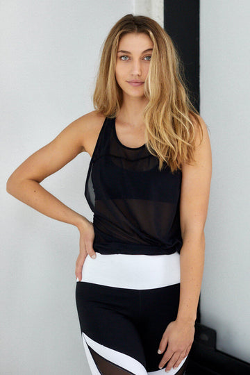 Namaste Mesh Overlay Top With Bra