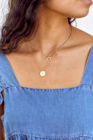 Kaia Coin & Horn Layered Necklace