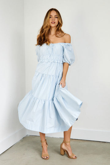 Saba Puff Sleeve Midi Dress