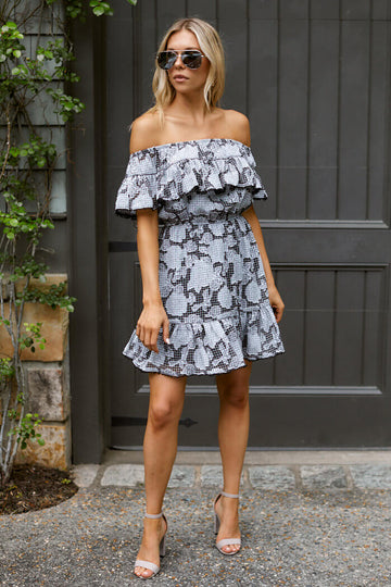 Quinn Off Shoulder Floral Printed Dress