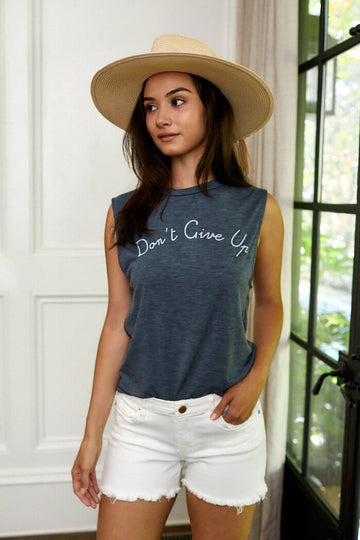 Don't Give Up Sleeveless Graphic Tee