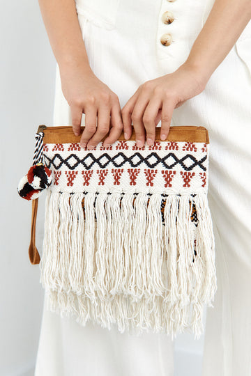 Moxlan Embroidered Stripe Clutch