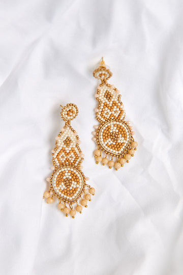Morgane Beaded Geometric Charm Earrings