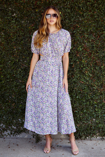Mercie Cut Out Floral Midi Dress