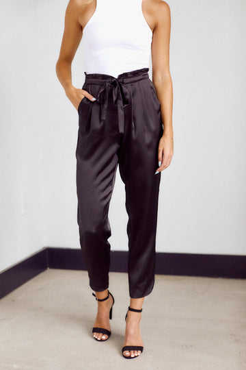 Roxie Silky Tie Waist Tailored Pant