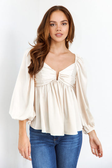 SALE - Oak V Neck Satin Top