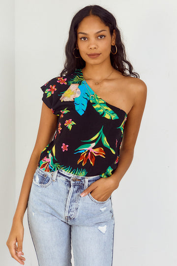 Naila One Shoulder Printed Blouse