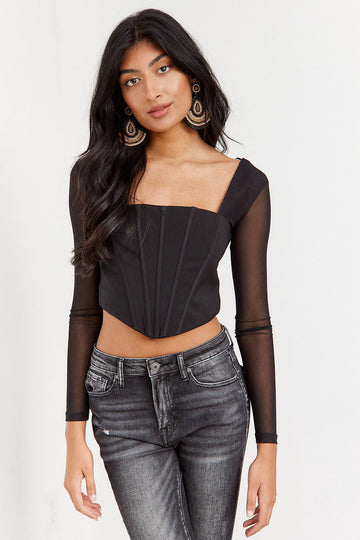 SALE - Viviana Corset Long Sleeve Top