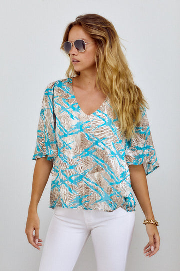 Darla Printed Short Sleeve Blouse
