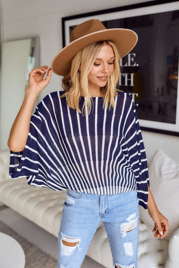 Veranda Striped Kimono Sleeve Blouse
