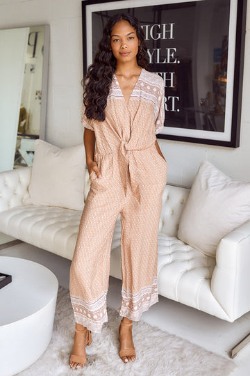 Edridge Printed Tie Front Jumpsuit