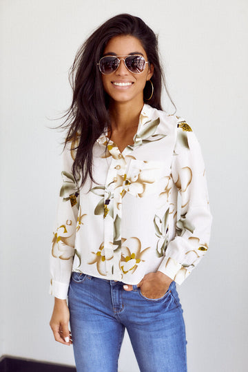 France Long Sleeve Button Down Blouse