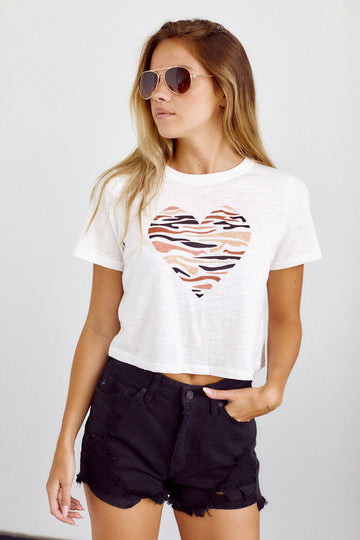Shani Zebra Print Heart Tee