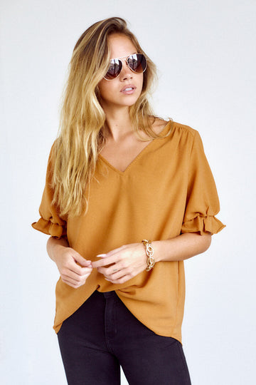 Mercer V NecK Puff Sleeve Blouse
