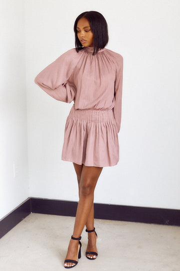 Wexley Tie Neck Smocked Waist Dress