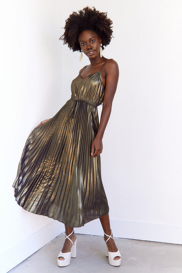 SALE - Gianna Pleated Midi Dress