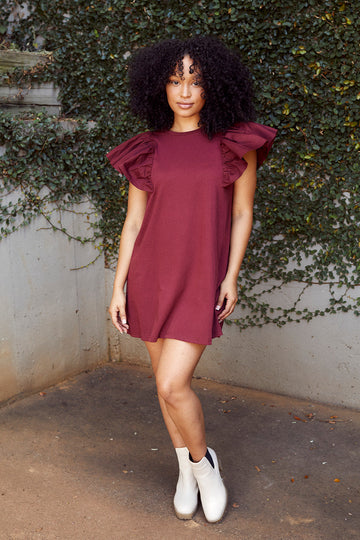 Wrennon Flutter Sleeve Dress