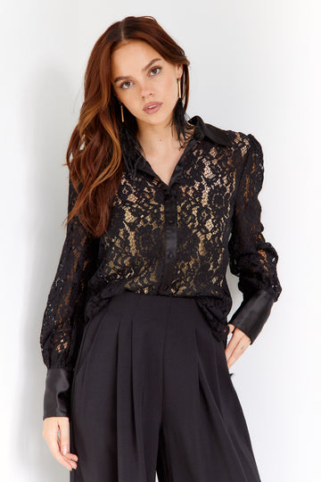 SALE - Ciara Lace Button Down Top