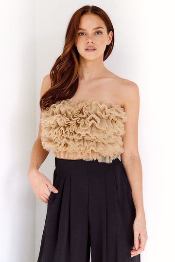 SALE- Asher Tulle Ruffled Top