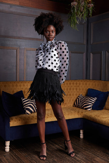 SALE - Leah Feather Tassel Mini Skirt