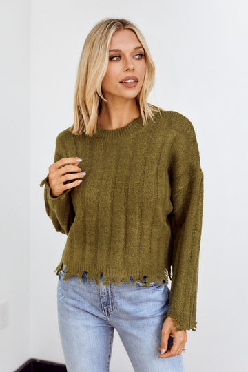 Pace Distressed Hem Sweater
