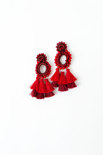 SALE - Hattie Oval Tassel Earrings