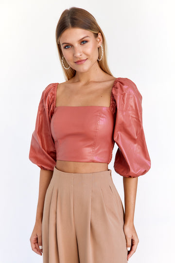 SALE- Imani Faux Leather Corset Top