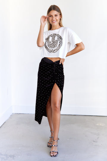 SALE - Cal Velvet Rhinestone Midi Skirt