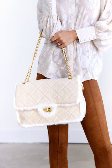 SALE - Viola Fur Trim Quilted Bag