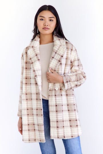 SALE - Tinsley Fuzzy Plaid Coat