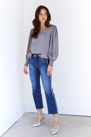 SALE - Blake Sequined Straight Leg High Waisted Jeans