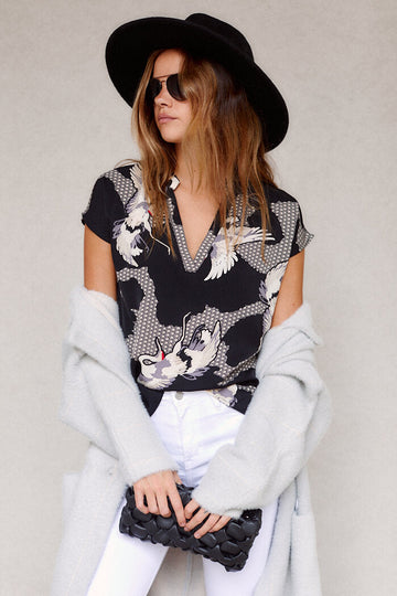 Zimmie Crane Print Blouse