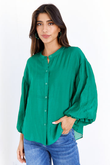 SALE Pax Button Front Woven Blouse