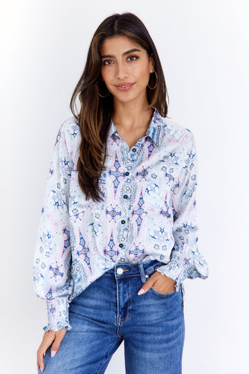 SALE - Ashton Printed Button Down Top