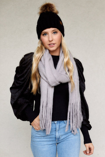 Salt Lake Knitted Fringe Scarf
