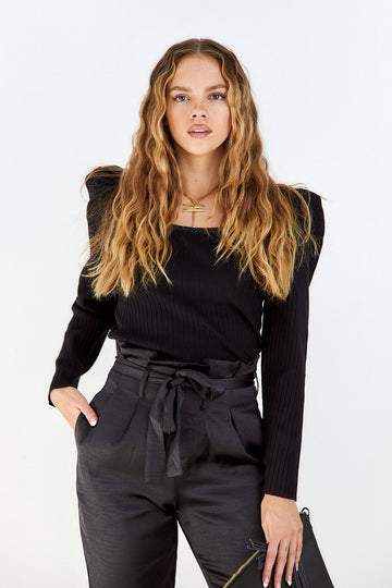 Devora Puff Sleeve Square Neck Sweater