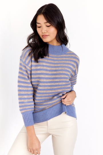 SALE - Stella Mock Neck Striped Sweater