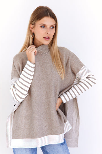 Kali Mock Neck Hi-Lo Hem Sweater