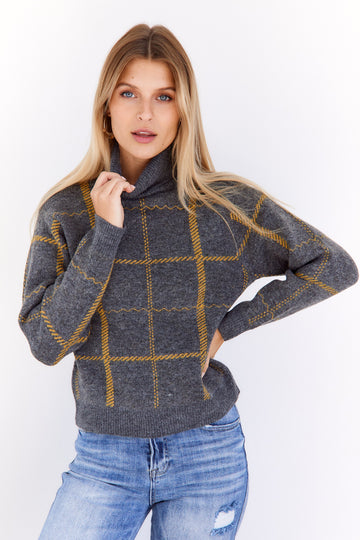 SALE - Eliana Plaid Turtleneck Sweater