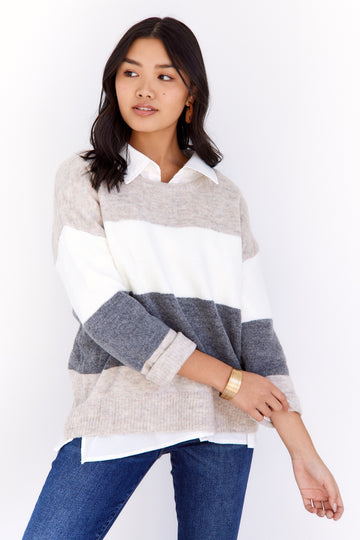 Ingrid Cropped Color Block Sweater
