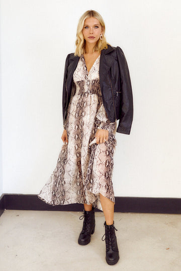 Mercy Snake Print Midi Dress