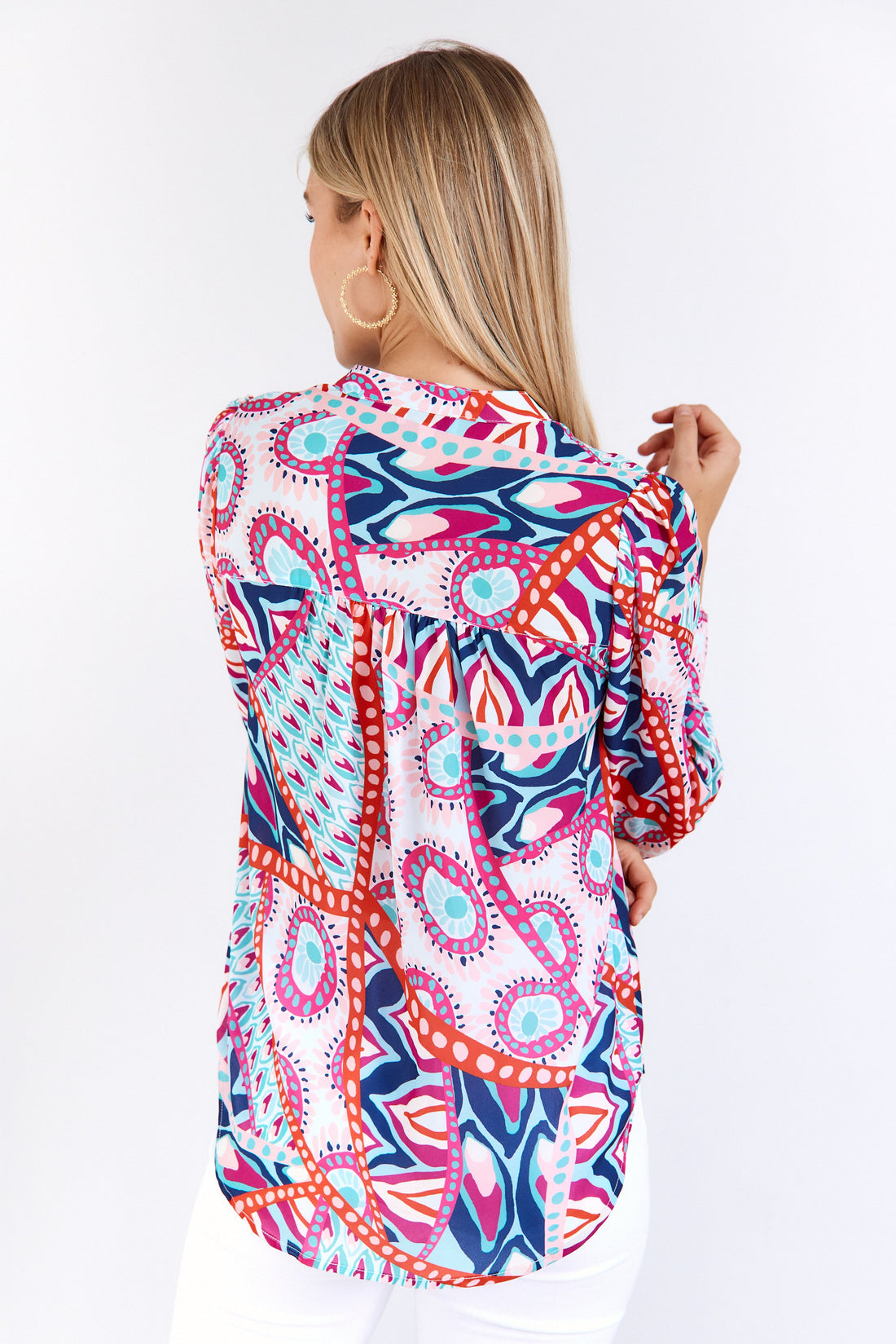 SALE - Hanna Banded Collar Button Front Blouse