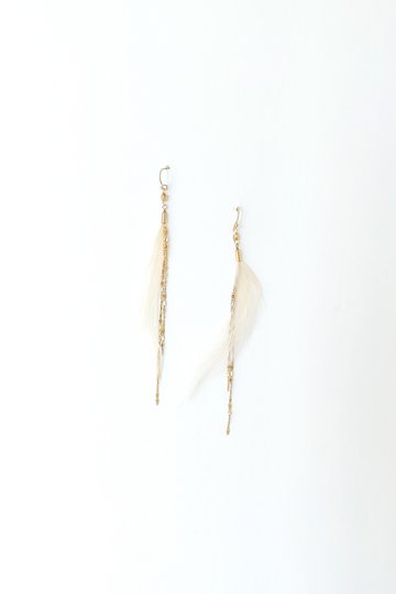 Athena Feather Chain Drop Earrings