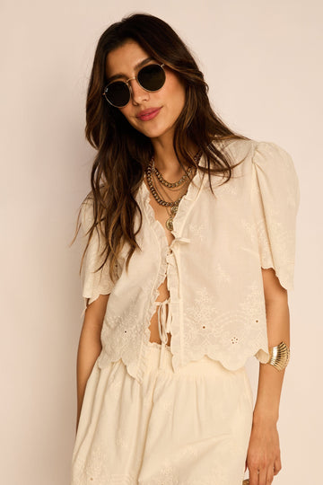 Debbie Puff Sleeve Tie Top